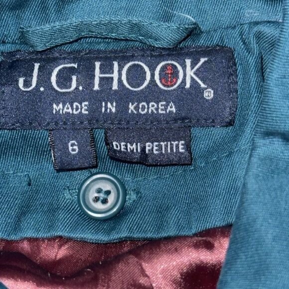 J.G. Hook Womens Teal Trench Coat Size 6 Demi Petite Polyester Wool Blend - Picture 5 of 12
